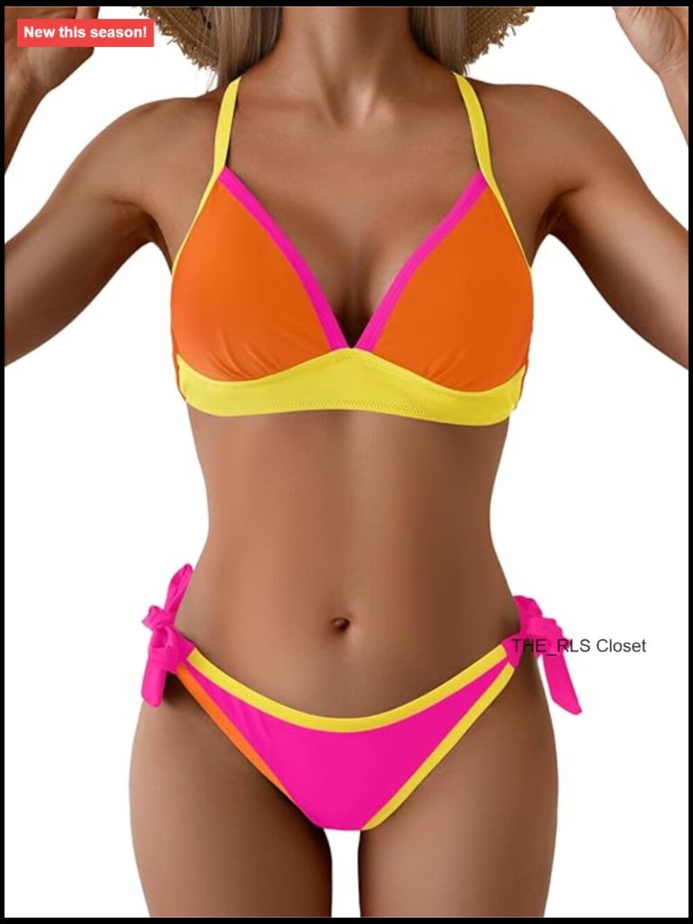 Sexy V Neck Criss Cross Bikini Set Tie Side Cheeky Two Piece Swimsuits